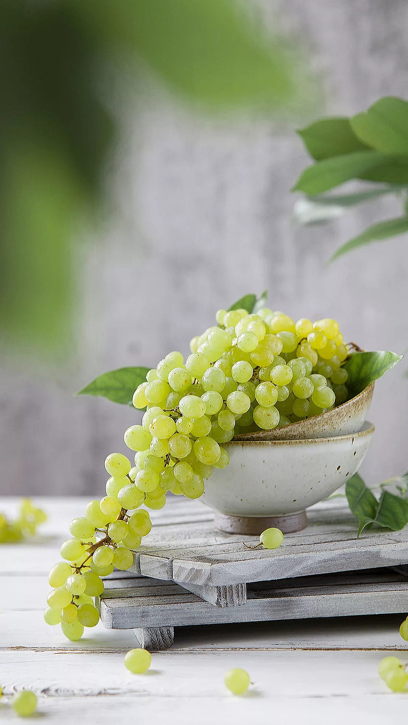 Green grapes, food, fruit, white grapes, HD phone wallpaper