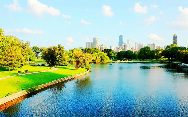 Lincoln Park Chicago Illinois USA-Architectural landscape, HD wallpaper