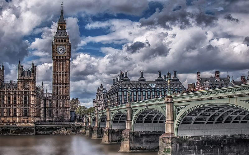 London, R, Westminster Bridge, english landmarks, England, UK, Europe, HD wallpaper