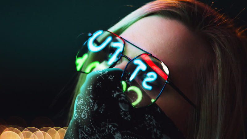Girl Glasses Glowing Lights , glasses, girls, artist, artwork, digital-art, HD wallpaper