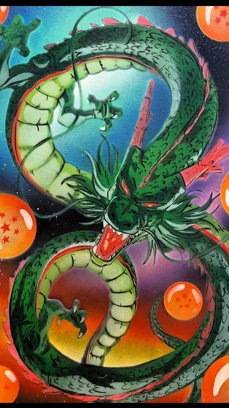 Shenron, dragon, ball, paint, green, HD phone wallpaper