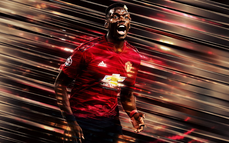 Paul Pogba, Manchester United FC, French footballer, midfielder, portrait, art, Premier League, England, football players, HD wallpaper