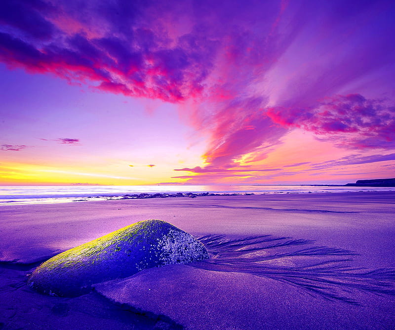 Purple Sky Beach Nature Ocean Sunset Hd Wallpaper Peakpx