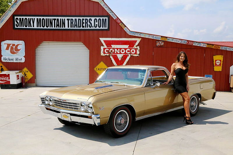 1967 Chevy El Camino 396 Frame Off Resto Turbo 400 12 Bolt and Girl, 12 Bolt, Muscle, El Camino, 396, 400, Old-Timer, Car, Truck, Chevy, Turbo, Girl, HD wallpaper