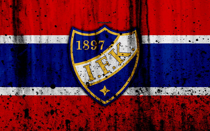FC HIFK, grunge, Veikkausliiga, soccer, art, football club, Finland, HIFK, logo, stone texture, HIFK FC, HD wallpaper