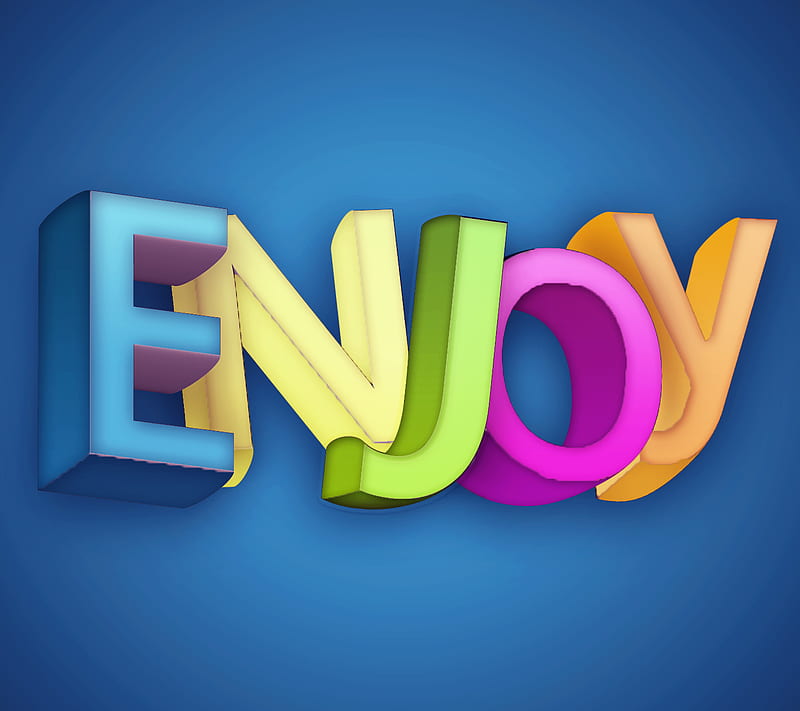 Enjoy, 3d, amazing, blue, graphic, green, r, nice, pink, text, HD wallpaper