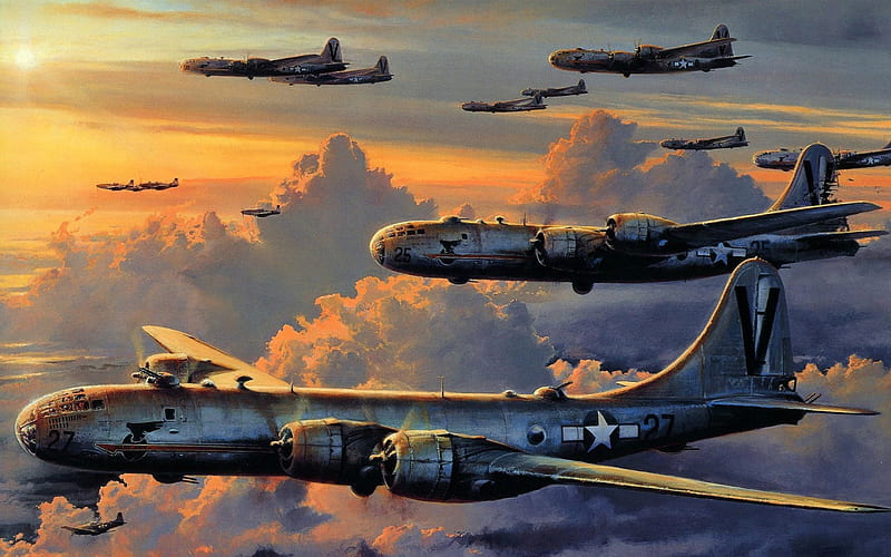 WWII B-29 Flying Fortress Print, Painting, Aircraft, B29, WWII, HD wallpaper