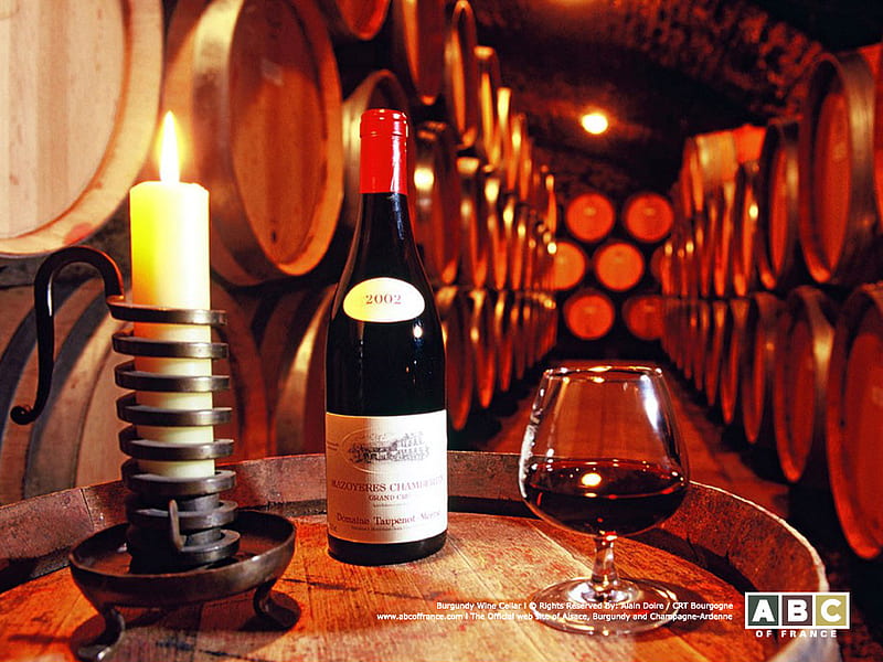 French Wine Cellar, candle, glass, wine, french, dark, barrel, cellar, HD wallpaper