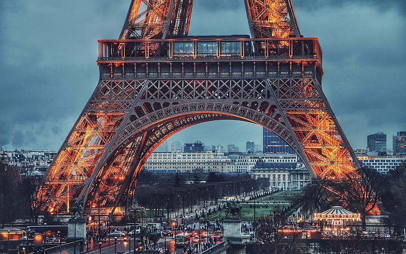 Eiffel Tower french landmarks, cityscapes, Paris, Europe, french cities, HD wallpaper