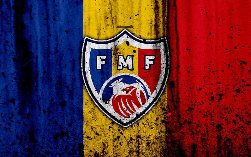 Moldova national football team logo, grunge, Europe, football, stone texture, soccer, Moldova, European national teams, HD wallpaper