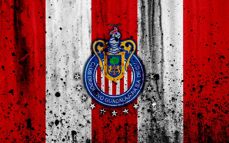 FC Guadalajara Chivas, grunge, Liga MX, soccer, art, Primera Division, football club, Mexico, Guadalajara Chivas, stone texture, Guadalajara Chivas FC, HD wallpaper