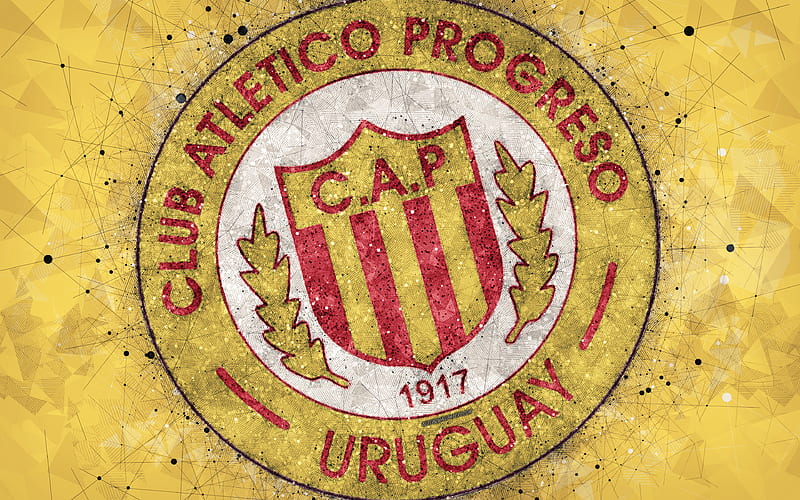 CA Progreso logo, geometric art, Uruguayan football club, yellow background, Uruguayan Primera Division, Montevideo, Uruguay, football, creative art, HD wallpaper