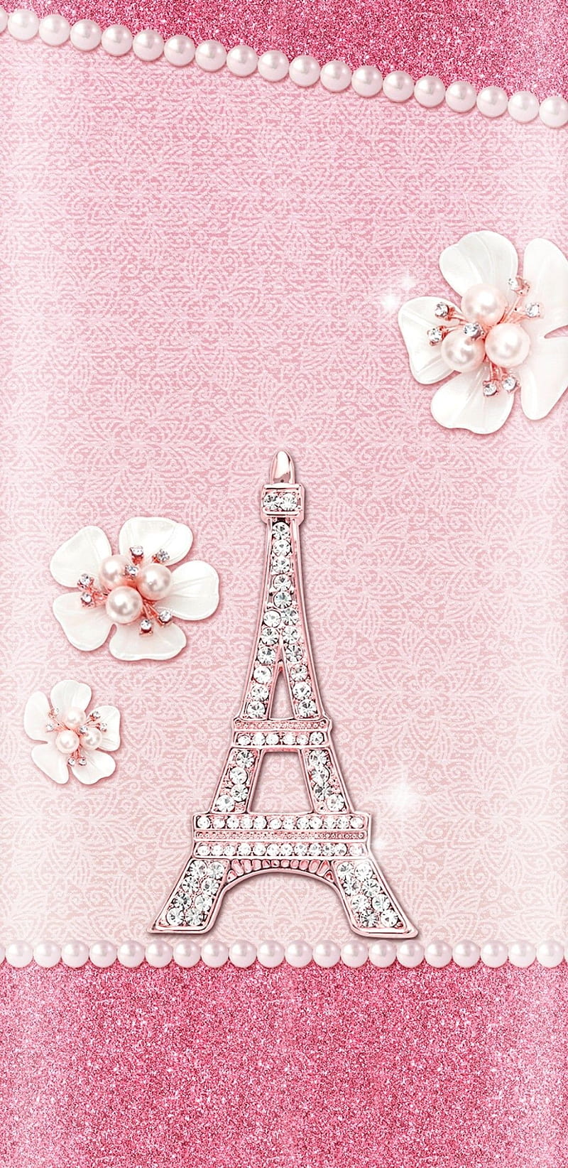 Glitzy Paris, flower, girly, glitter, paris, pearls, pink, pretty, HD phone  wallpaper | Peakpx