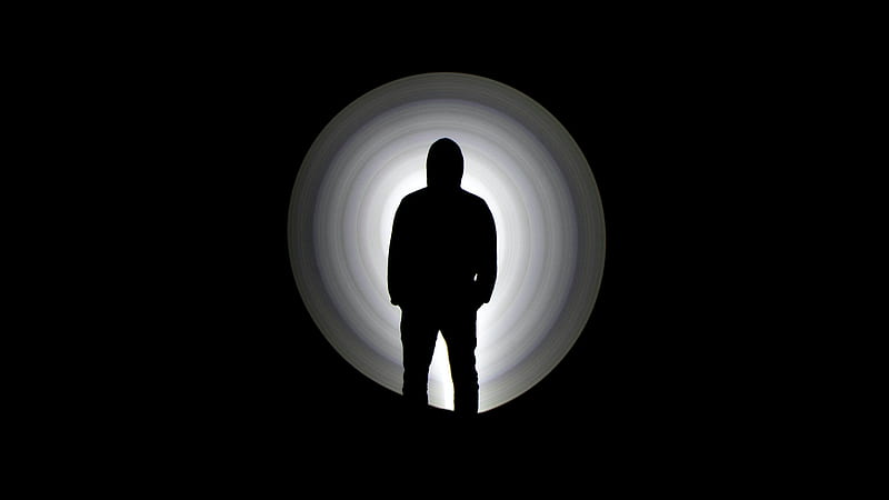 man, silhouette, dark, darkness, black and white, HD wallpaper