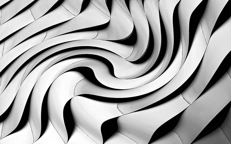 metallic white wave texture, metal ribs texture, 3d metal texture, white metal texture, waves background, HD wallpaper