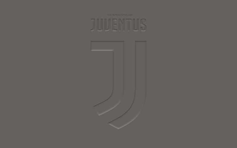 Juventus FC, new logo, official gray, art, new emblem, gray background, Italian football club, champion, Turin, Italy, Serie A, football, Juve, HD wallpaper