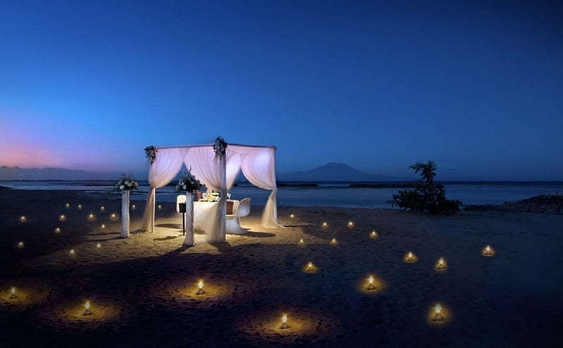 Romantic Diner by the Beach, beach, romantic, nature, diner, sea, HD wallpaper