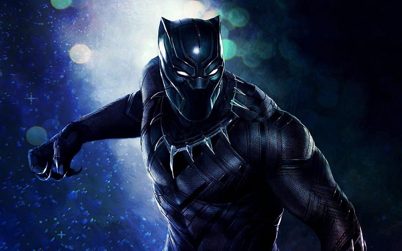 Black Panther (2018), poster, black panther, fantasy, movie, comics, man, blue, HD wallpaper