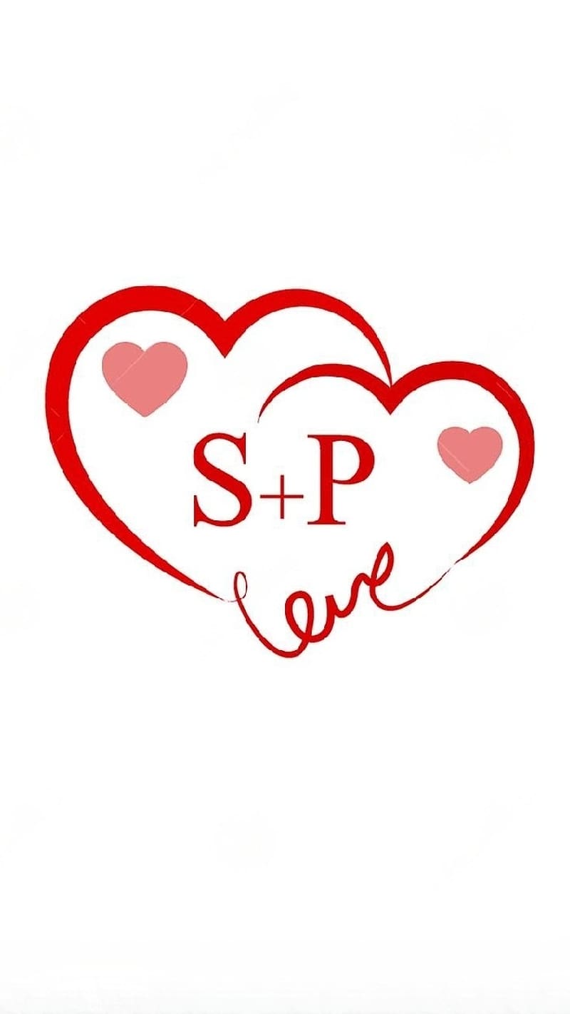 Sp Love Name, Two Red Hearts, love, white background, alphabets, HD phone wallpaper