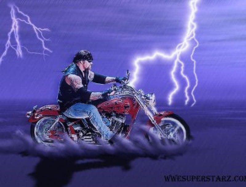 Undertaker 5, wwf, wrestling, people, motorcycle, HD wallpaper