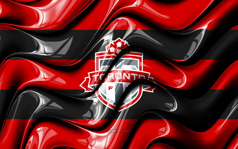 Toronto FC flag red and black 3D waves, MLS, canadian soccer team, football, Toronto FC logo, soccer, Toronto FC, HD wallpaper