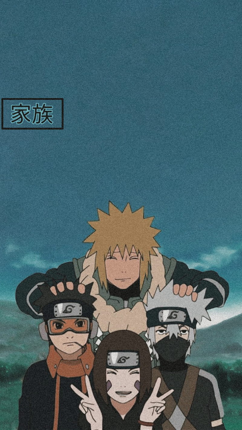 Team 7, kakashi, kakashi hatake, minato, minato namikaze, naruto, obito, obito uchiha, rin, rin nohara, HD phone wallpaper