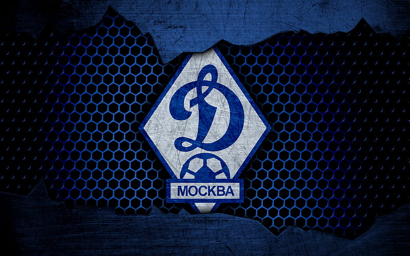 Dynamo Moscow logo, Russian Premier League, soccer, football club, Russia, grunge, metal texture, Dynamo Moscow FC, HD wallpaper