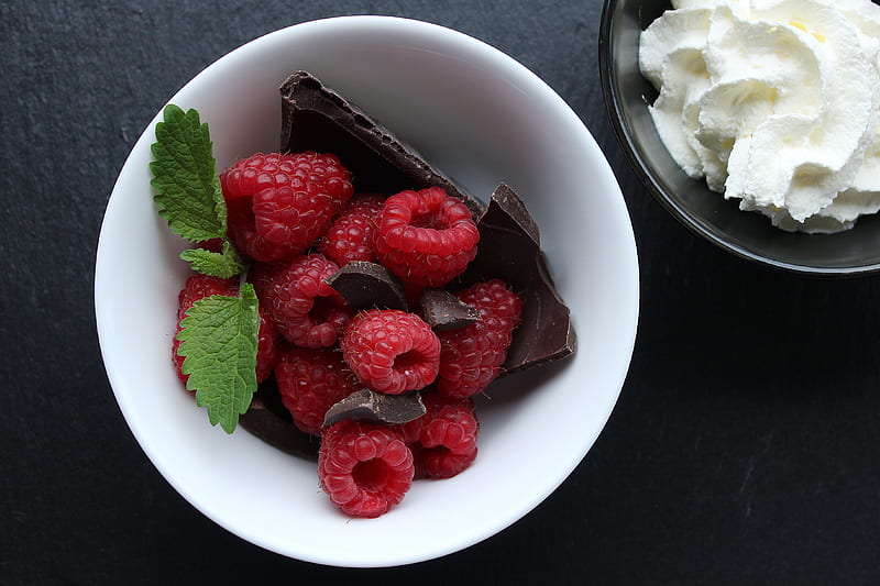 Raspberries, Berries, Chocolate, Mint, Dessert, HD Wallpaper | Peakpx