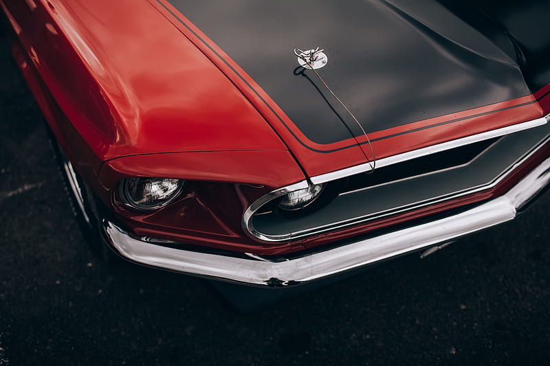 car, red, old, headlight, wing, closeup, HD wallpaper