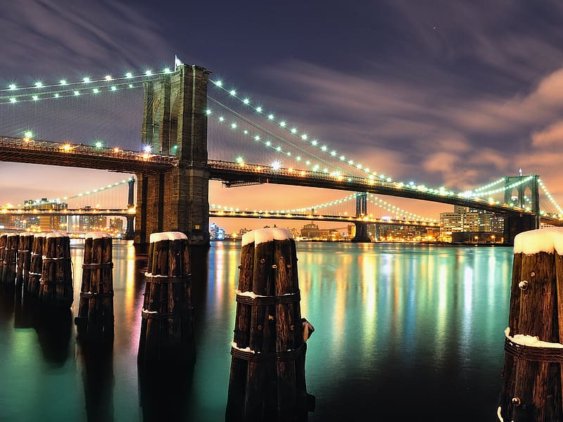 Bridges, Night, Light, Brooklyn Bridge, HD wallpaper | Peakpx