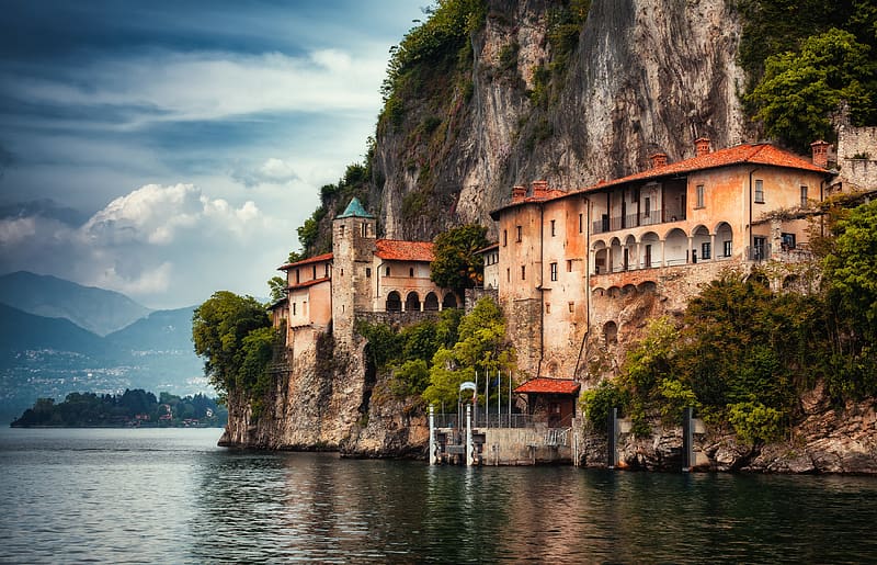 Italy, Lake, Lombardy, Monastery, Religious, Lake Maggiore, HD wallpaper