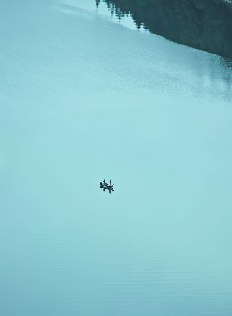 boat, lake, minimalism, silence, HD phone wallpaper
