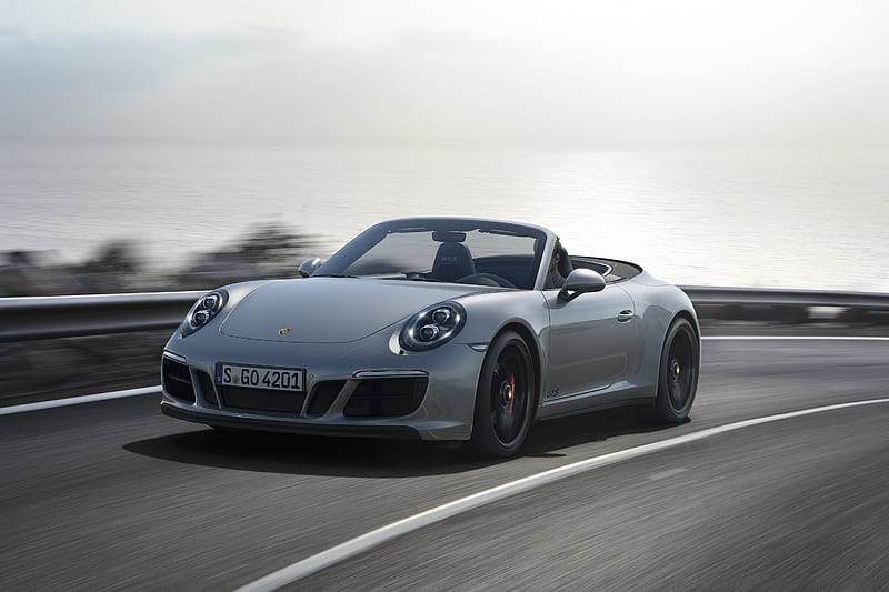 Porsche 911 GTS, cabriolets, speed, 2018 cars, supercars, gray Porsche, HD wallpaper