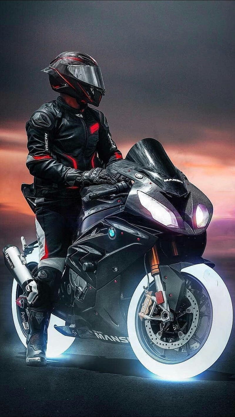 Neon wheels, bike, driver, helmet, male, motor, motorcycle, stunt, HD phone wallpaper