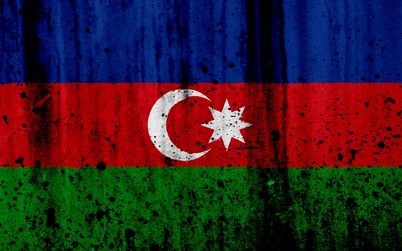 Azerbaijani flag grunge, flag of Azerbaijan, Asia, Azerbaijan, national symbols, Azerbaijan national flag, HD wallpaper