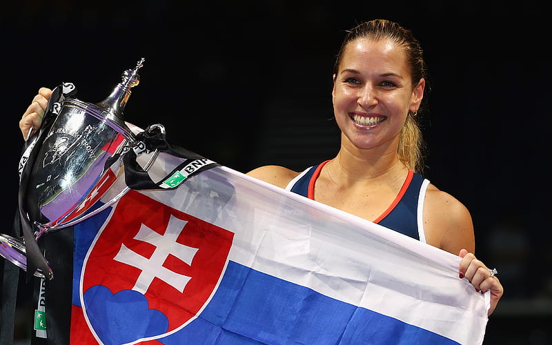 Dominika Cibulkova, Tennis, WTA, Slovakian tennis player, flag of Slovakia, Slovak flag, HD wallpaper