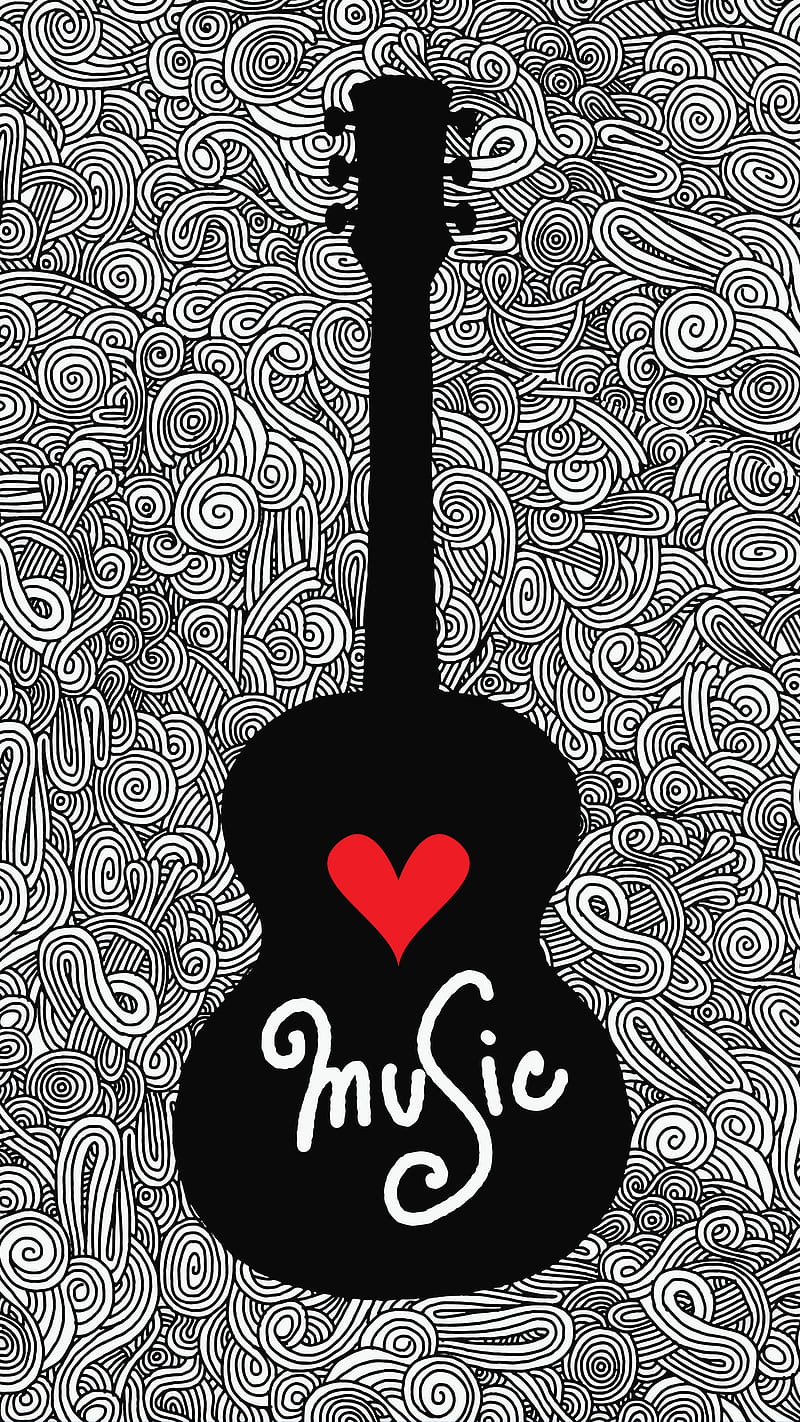 Guitar Heart, Guitar, Kiss, black, heart, love, music, red, HD phone  wallpaper | Peakpx