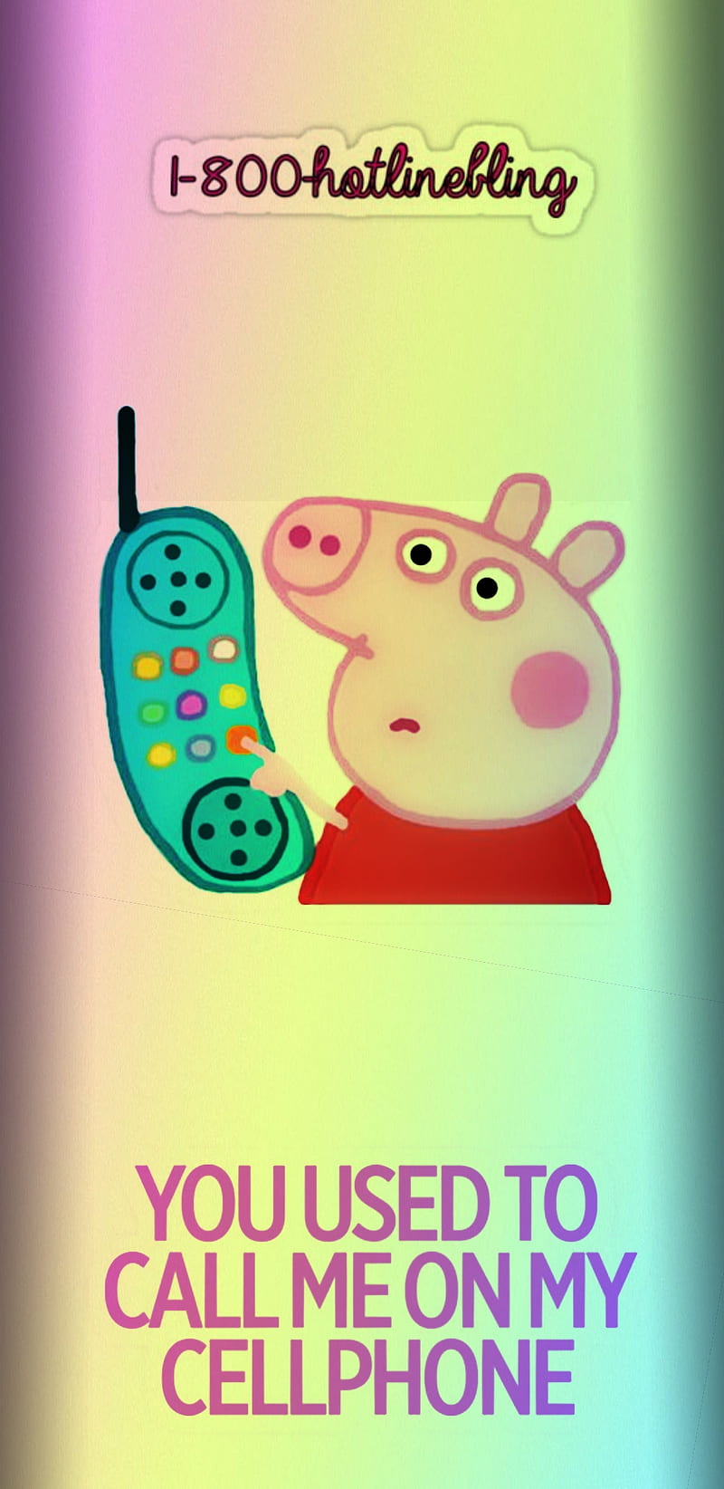 Pepa Hotline Bling, colorful, drake, funny, gradient, green, pepa pig, phone, pink, HD phone wallpaper