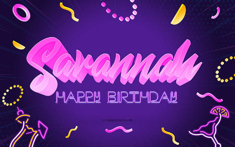 Happy Birtay Savannah Purple Party Background, Savannah, creative art, Happy Savannah birtay, Savannah name, Savannah Birtay, Birtay Party Background, HD wallpaper