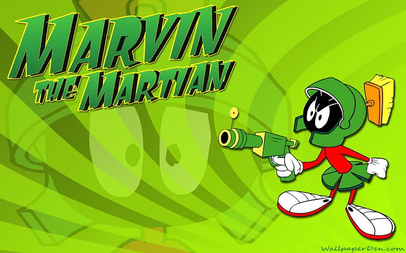 marvin the martian, martian, marvin, gun, eyes, HD wallpaper