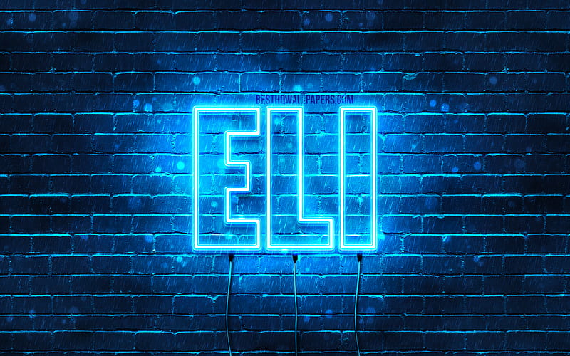 Eli with names, horizontal text, Eli name, blue neon lights, with Eli name, HD wallpaper