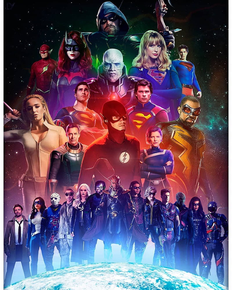 Arrowverse heroes, arrow, batwoman, black lightning, cw, dc comics, flash, justice league, legends of tomorrow, supergirl, HD phone wallpaper