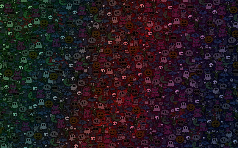 abstract monsters background, skulls, ghosts, monsters, abstract ghosts background, abstract art, creative, HD wallpaper