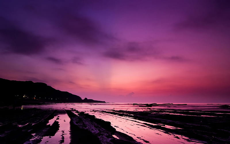 Mediterranean Sea Ebb at Twilight, mediterranean, oceans, tide, nature, sunset, twilight, sky, sea, HD wallpaper