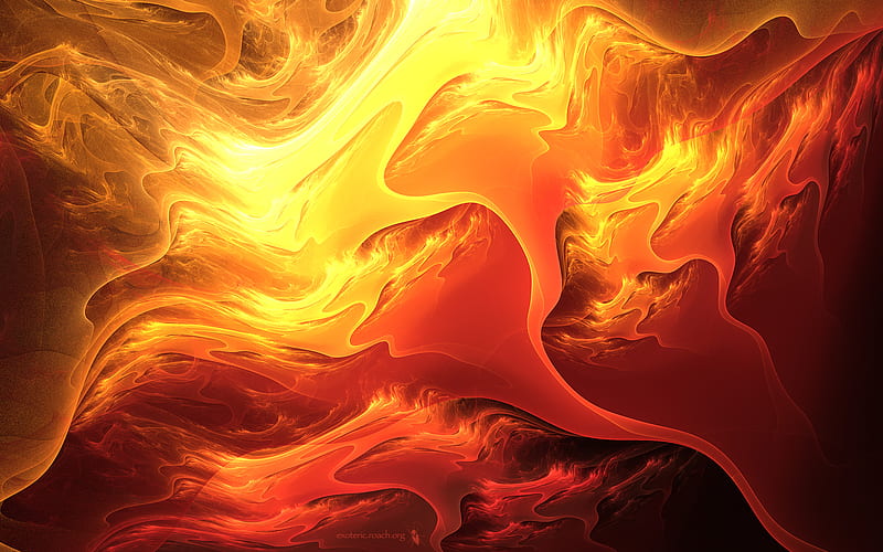 Fractal Art 'Consequences', red, art, orange, consequences, black, yellow, fire, flame, fractal, hot, HD wallpaper