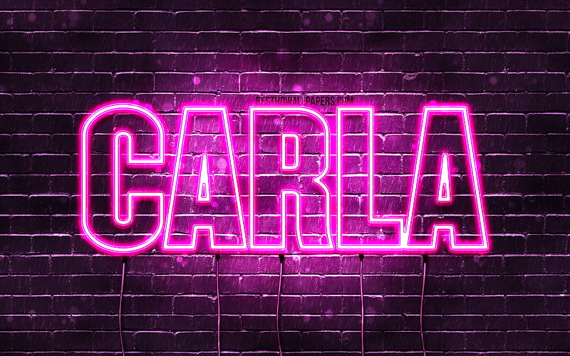 Carla with names, female names, Carla name, purple neon lights, Happy Birtay Carla, popular german female names, with Carla name, HD wallpaper