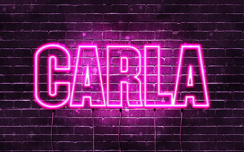 Carla With Names Female Names Carla Name Purple Neon Lights Happy 