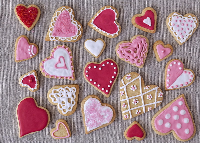 With Love, valentines, cookies, glaze, love, corazones, HD wallpaper