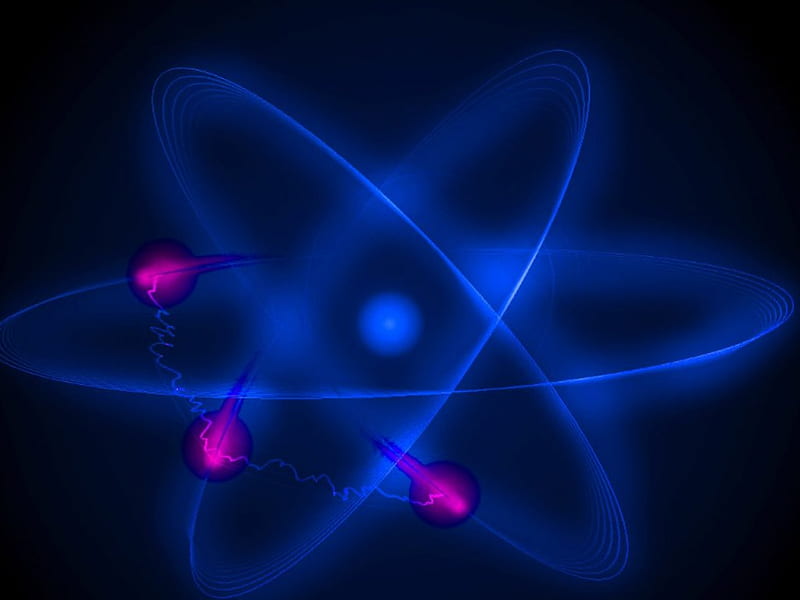 Atomic, 3d, abstract, blue, HD wallpaper