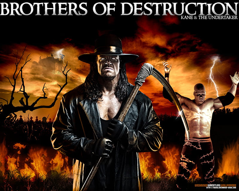 The Brothers Of Destruction, kane, wrestling, wwe, wwe brothers, undertaker, HD wallpaper